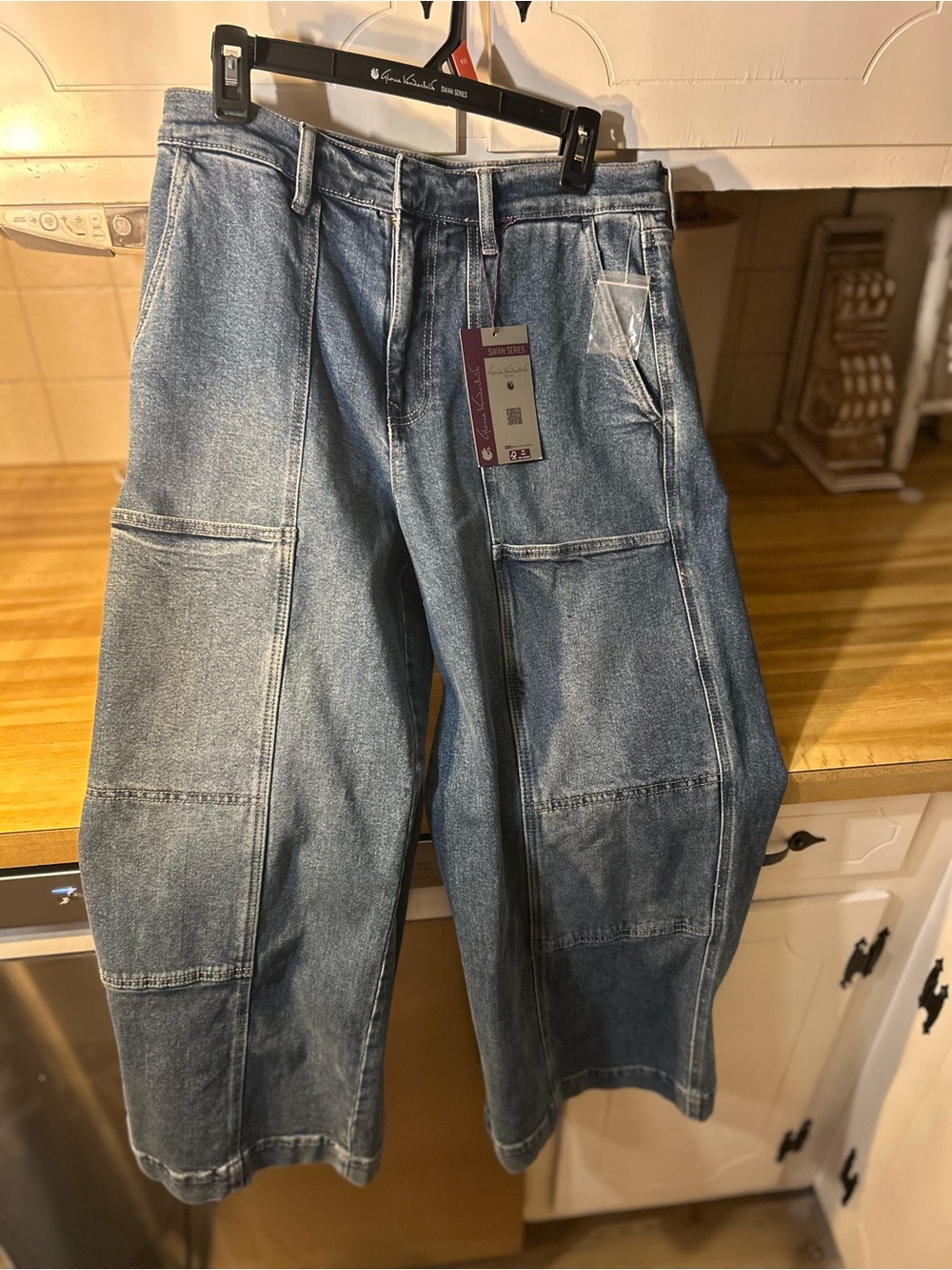 Gloria Vanderbilt Wide Leg Patchwork Jeans in Denim Blue